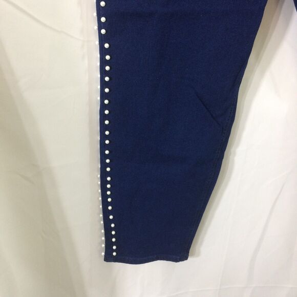 Ashley Stewart Womens Jeans Dark Wash Pearl Trim Plus Size 28 Stretch - Picture 2 of 5